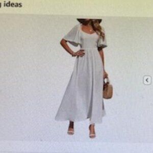 XISOXU White Summer Beach Dress with Back Bow Tie Casual Short Sleeve Size S